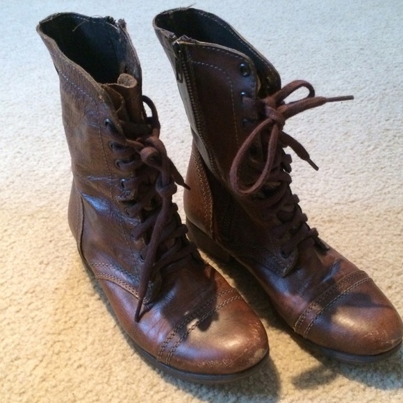 Steve Madden Brown leather "Troopa" combat boot - Picture 3 of 4